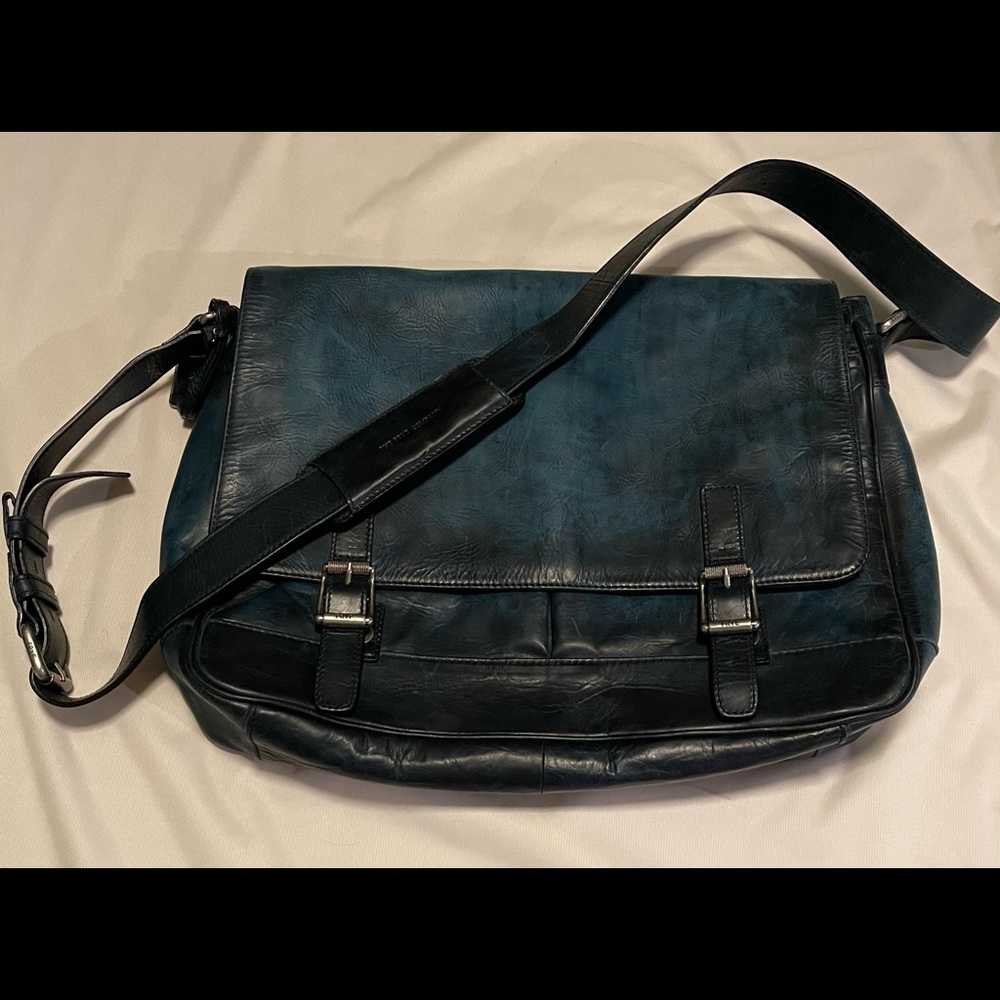 Men’s Frye Leather Messenger Bag - RARE BLUE COLOR - Picture 1 of 8